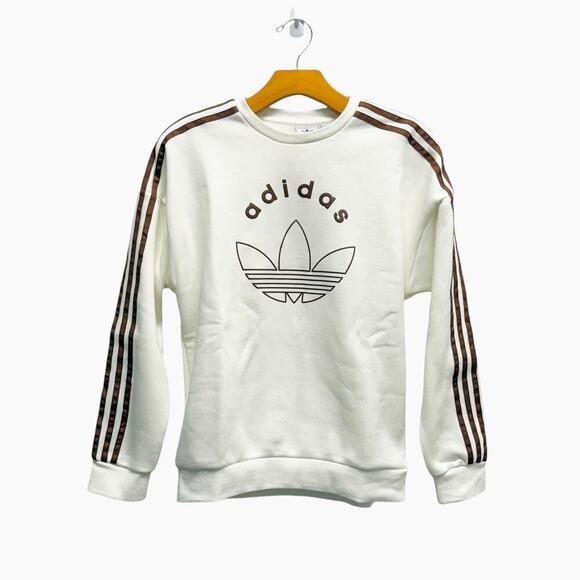 NWT adidas Originals Crew Junior Sweatshirt White Unisex Size Medium - Picture 2 of 6